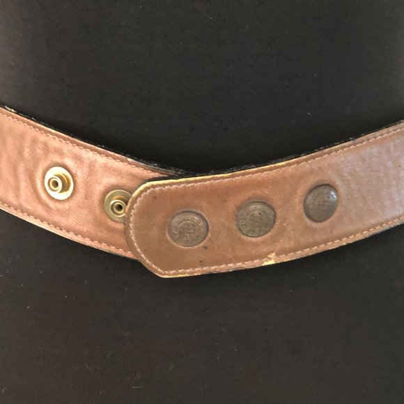 CACHE Dark Leather Bronze embroidery Multi Color METAL HARDWARE 1 1/4\